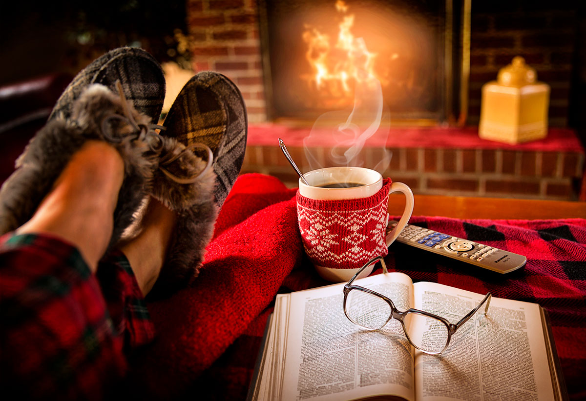 slippers and a good book by the fire