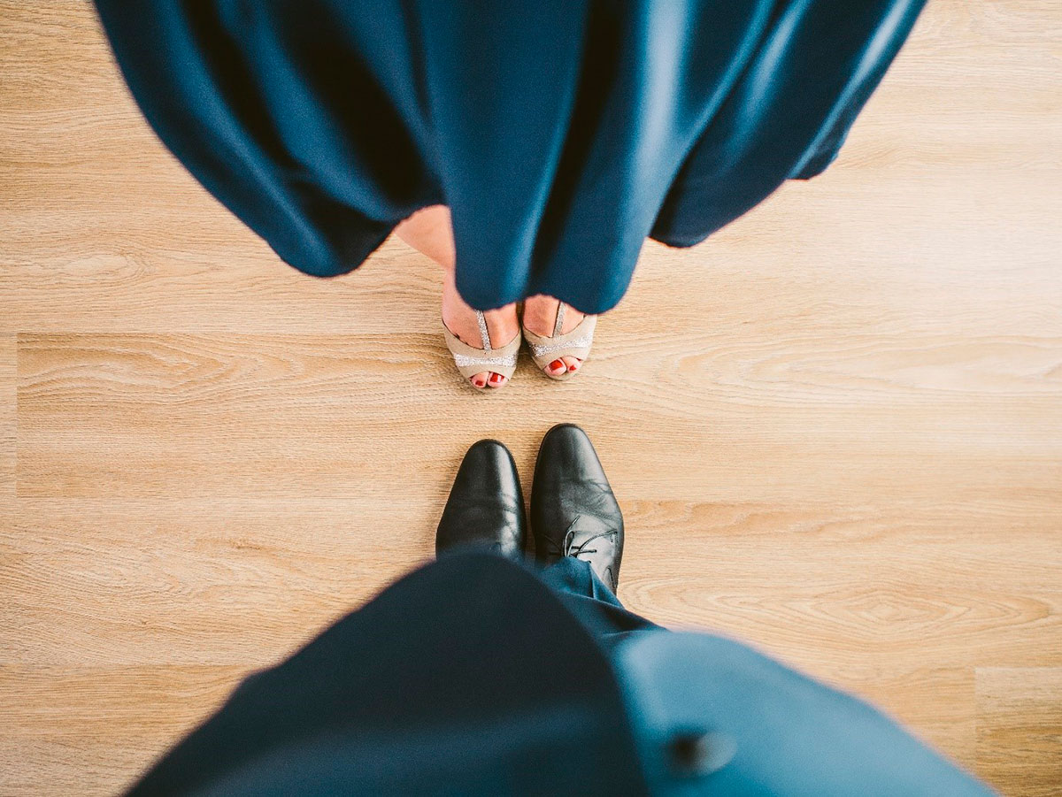 couple stands ready to start to dance to improve their sense of balance